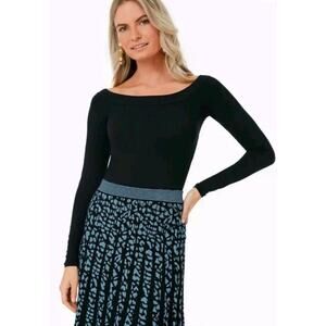 TUCKERNUCK Rebecca Taylor Black Boat Neck Top Size XL